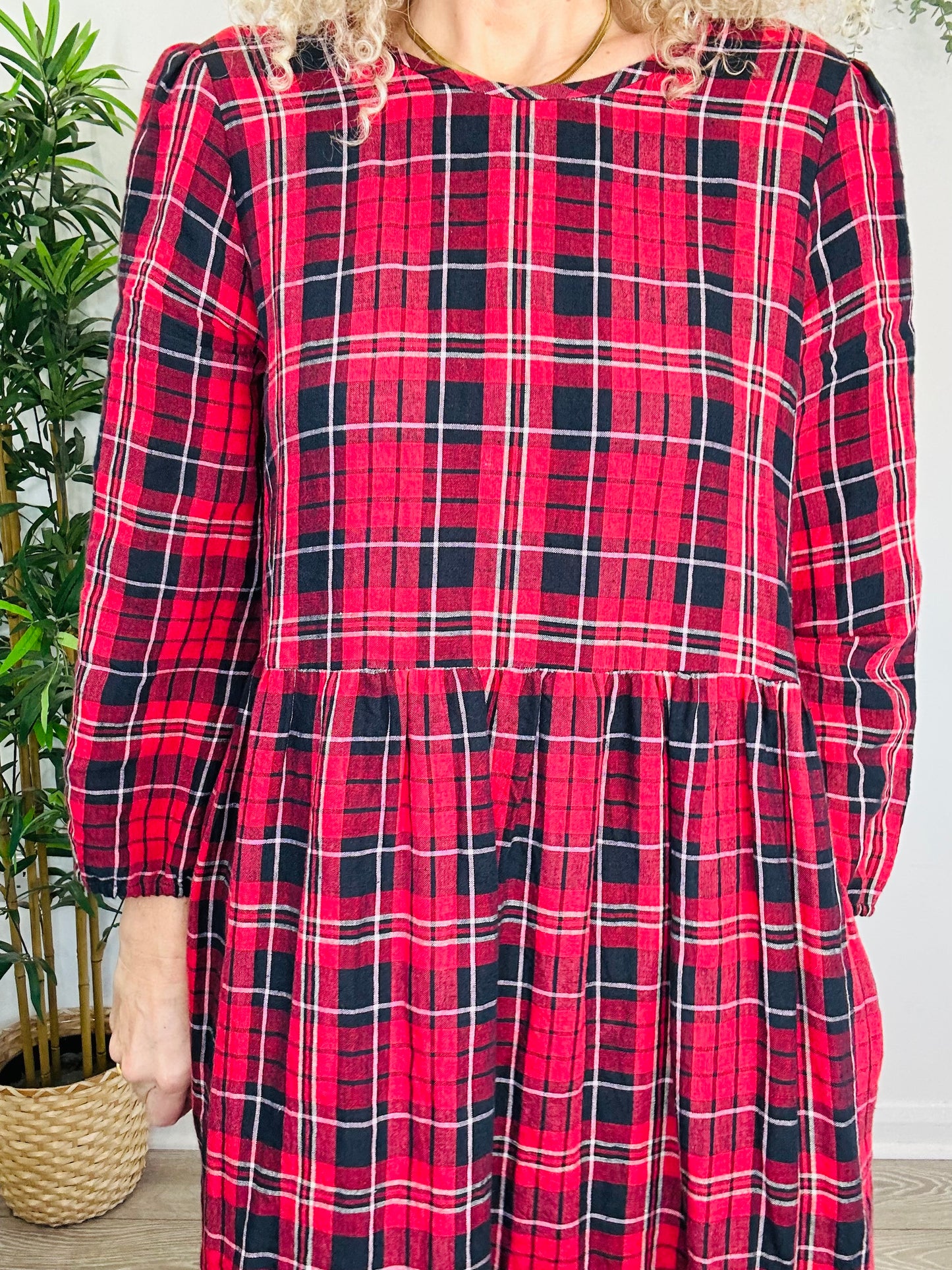 Tartan Midi Dress - Size M