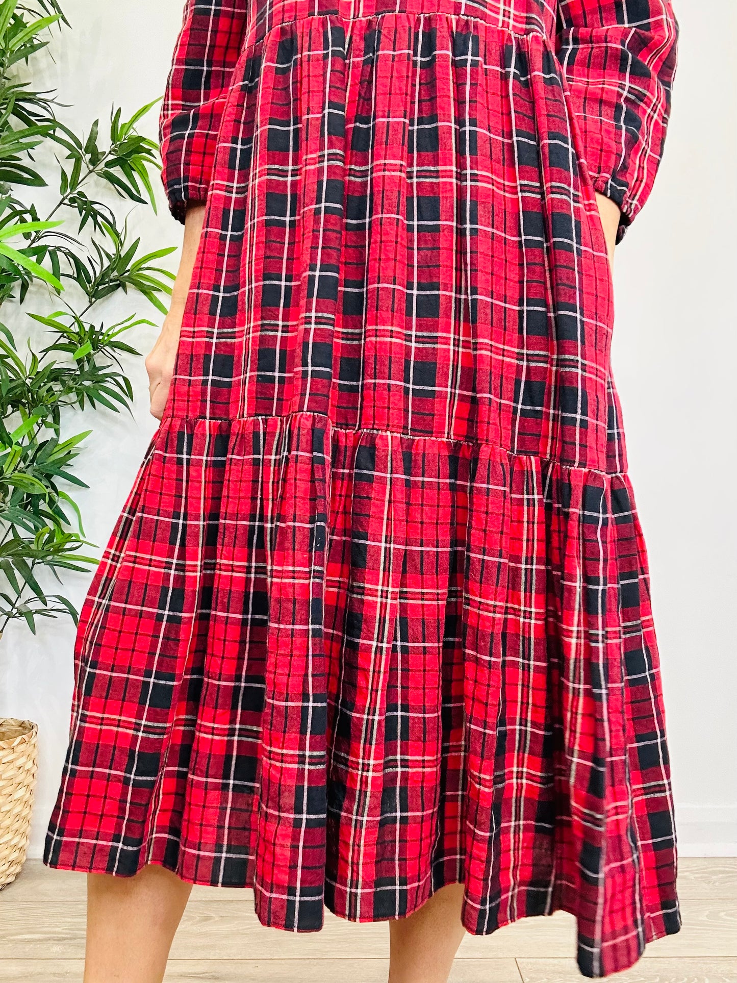 Tartan Midi Dress - Size M