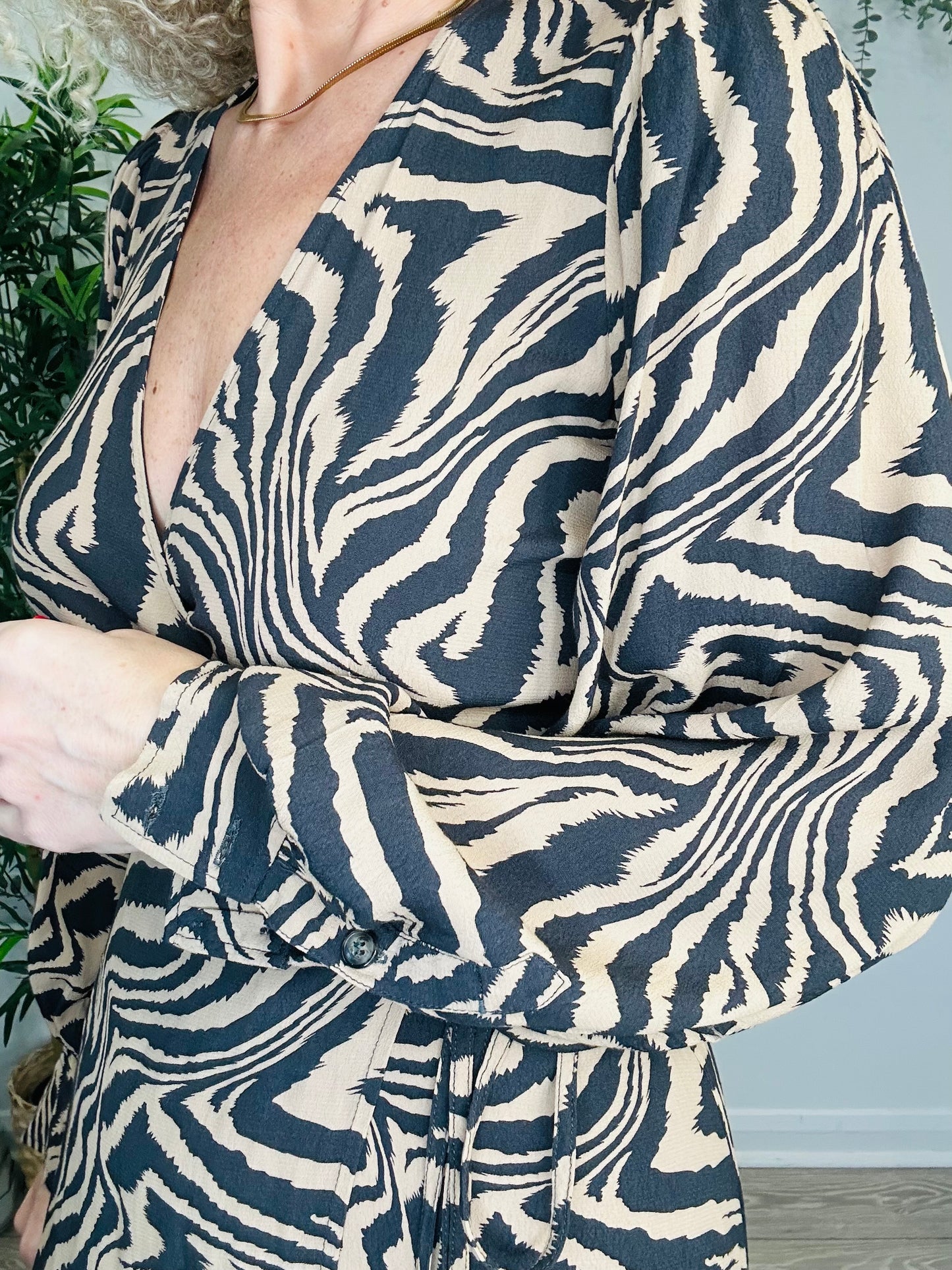 Animal Print Wrap Dress - Size 38