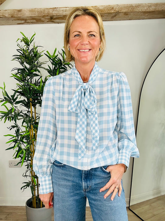 Check Silk Shirt - Size L