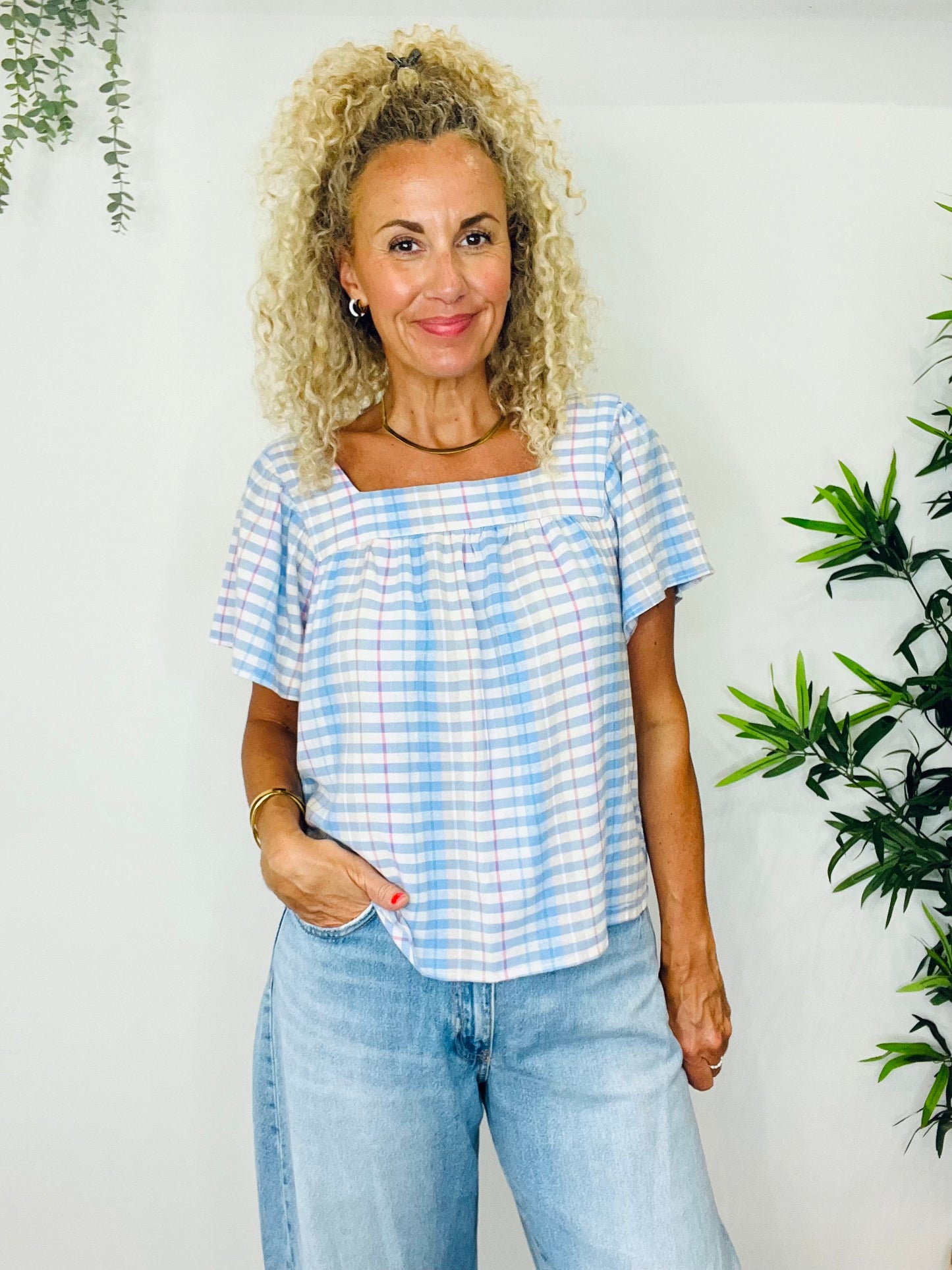 Check Linen Top - Size S