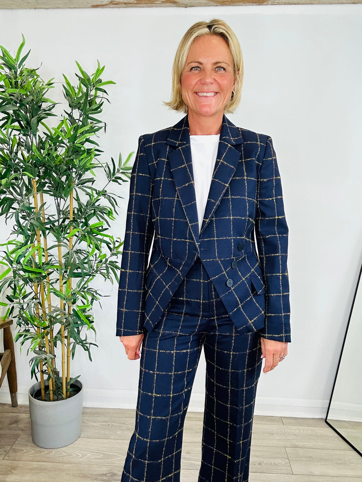 Check Wool Trouser Suit - Size 10