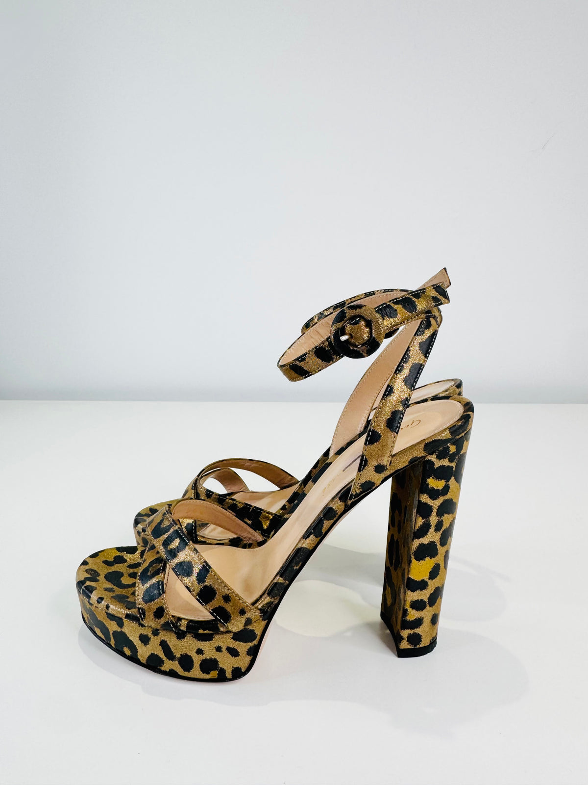 Poppy Leopard Print Sandals - Size 36.5