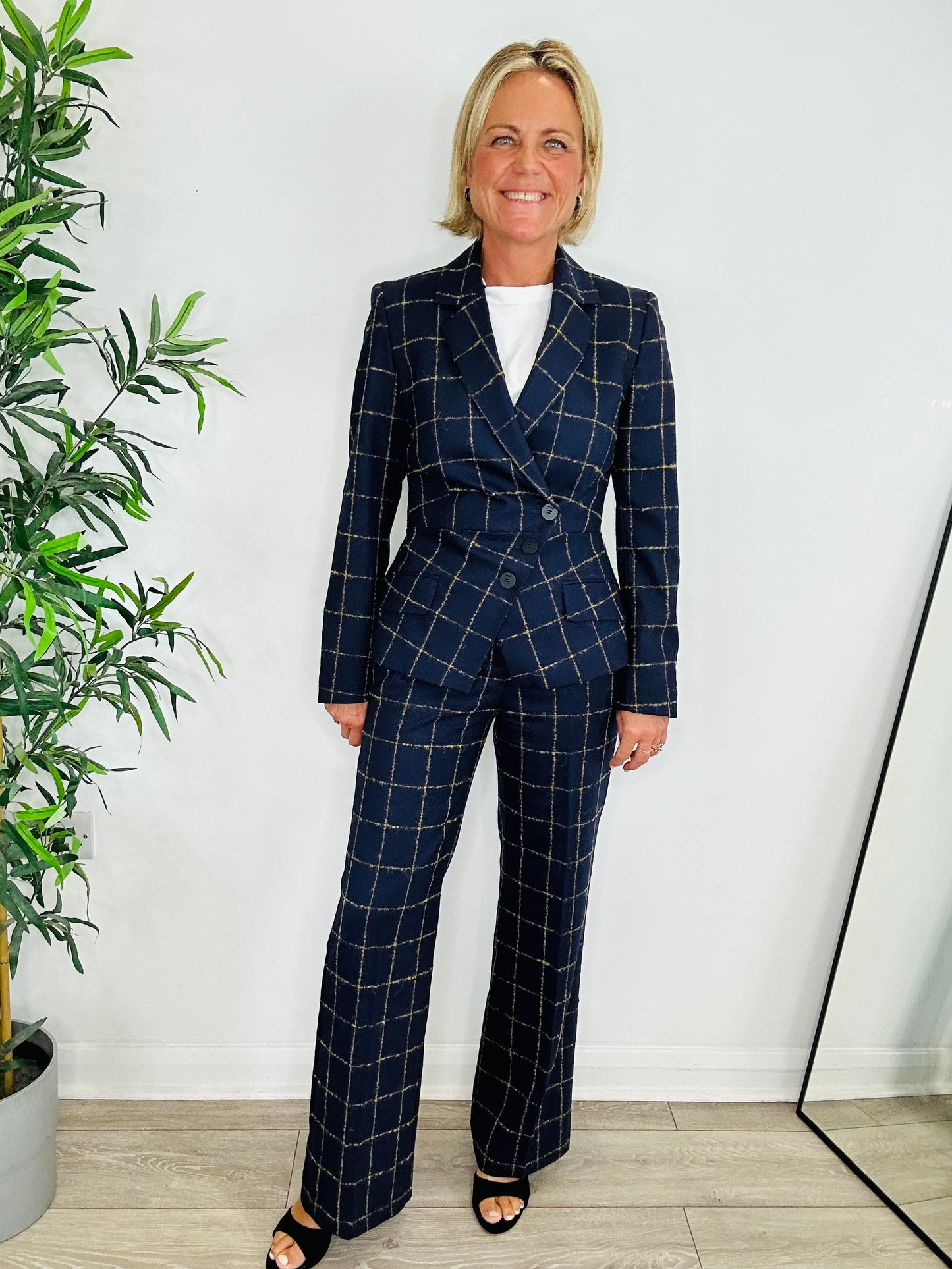 Check Wool Trouser Suit - Size 10