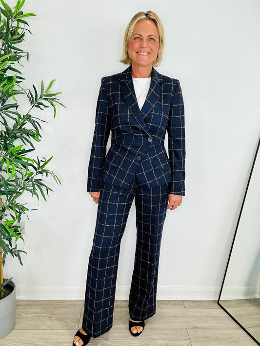 Check Wool Trouser Suit - Size 10