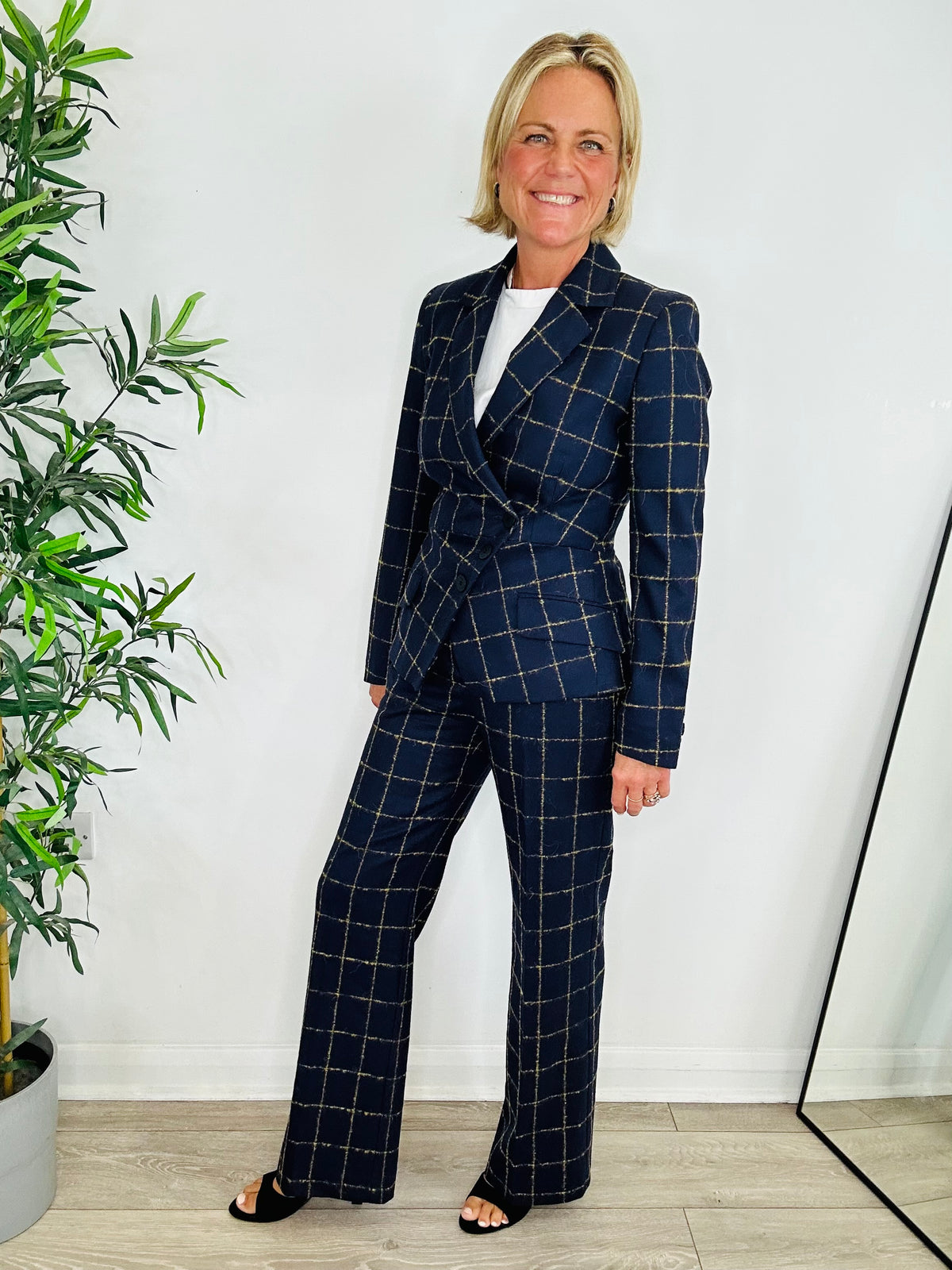 Check Wool Trouser Suit - Size 10