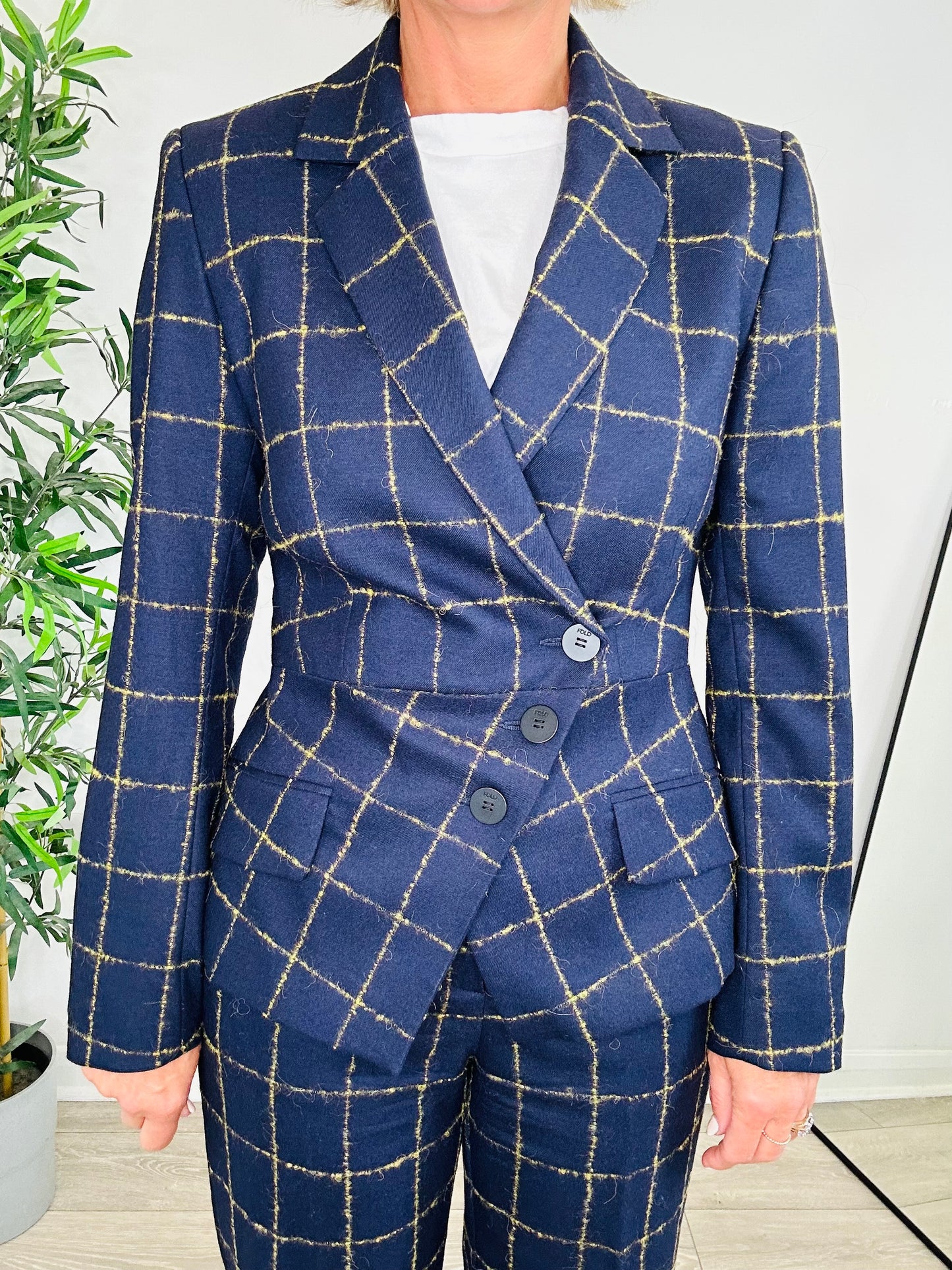 Check Wool Trouser Suit - Size 10