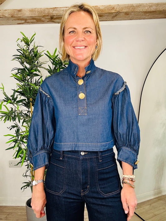 Cropped Denim Top - Size 8
