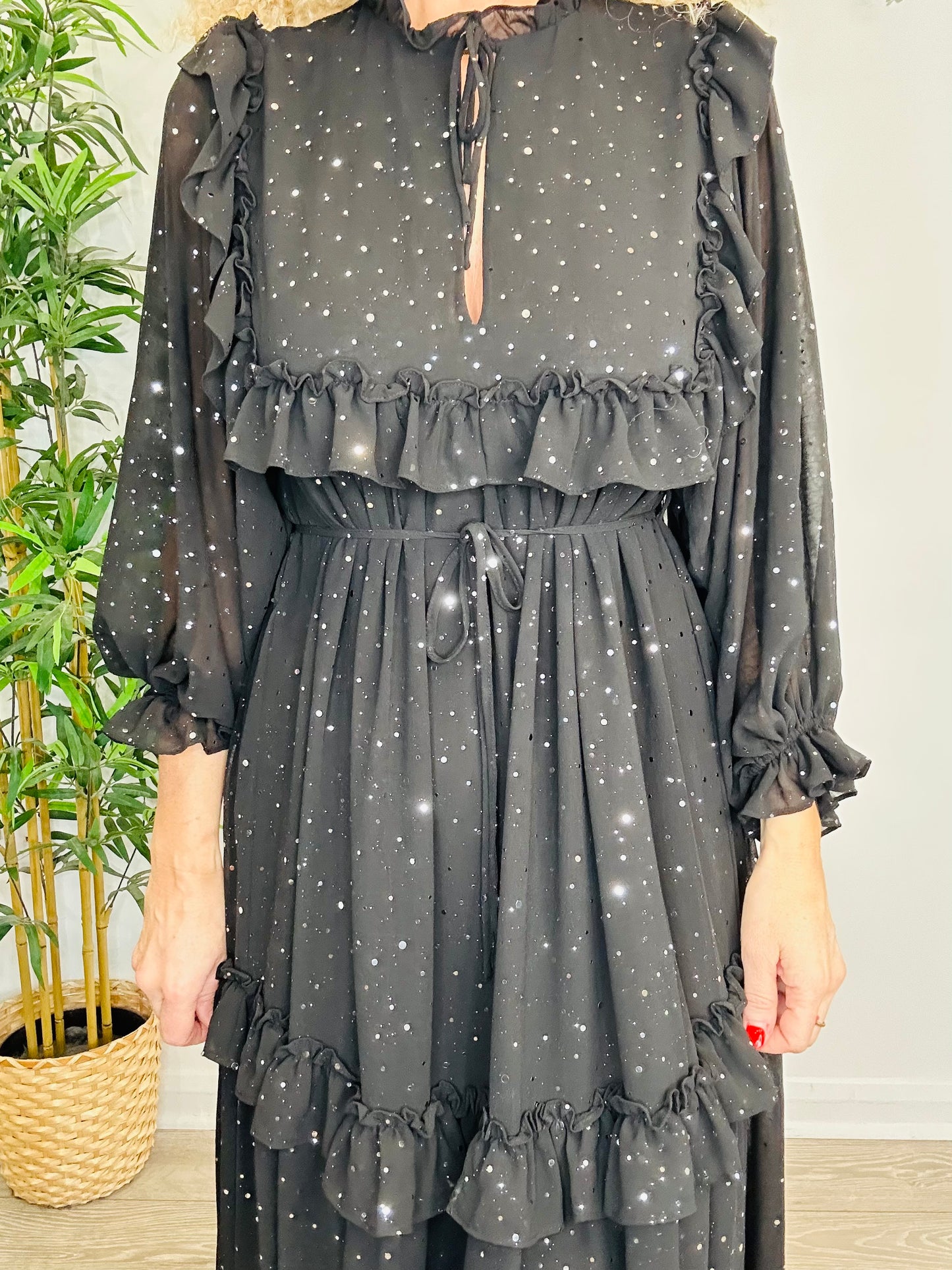 Sparkly Tiered Frill Dress - Size 34