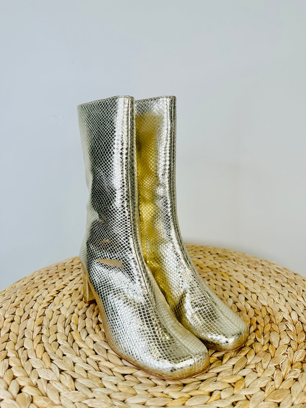 Metallic Leather Boots - Size 39