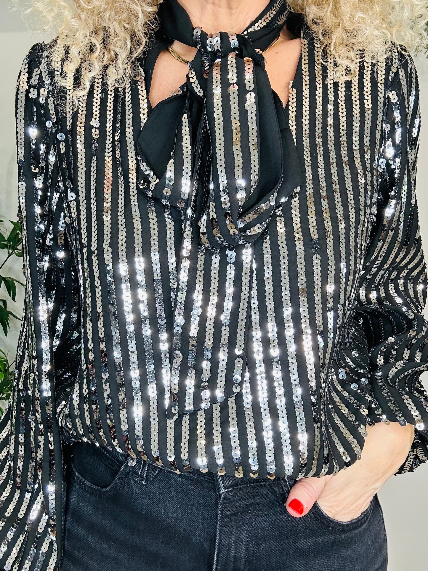 Sequin Moss Blouse - Multiple Sizes