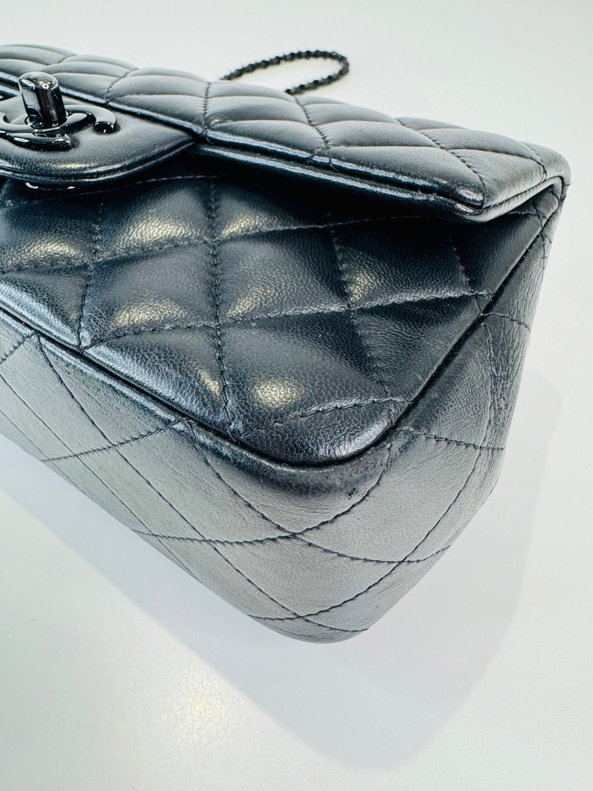 Quilted Lambskin Rectangular Mini Top Handle Flap Bag