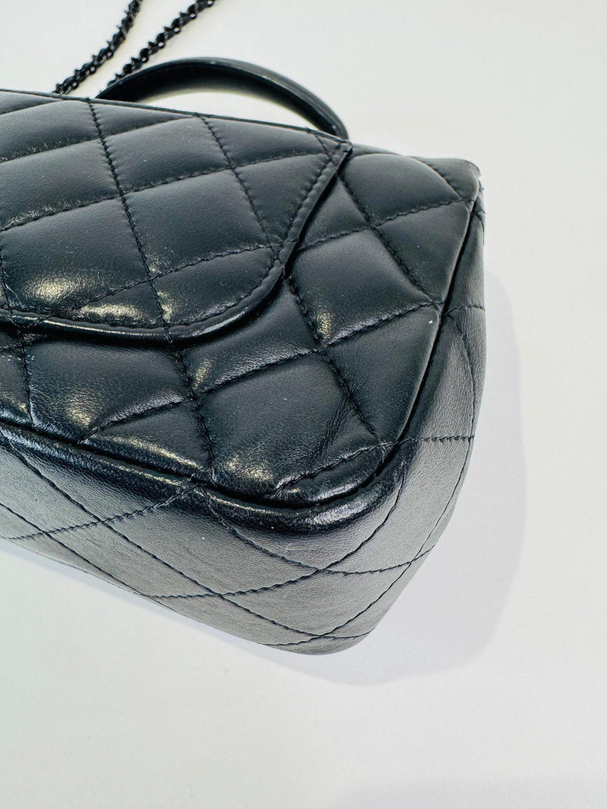 Quilted Lambskin Rectangular Mini Top Handle Flap Bag
