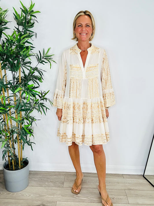 Embroidered Cotton Dress - Size S