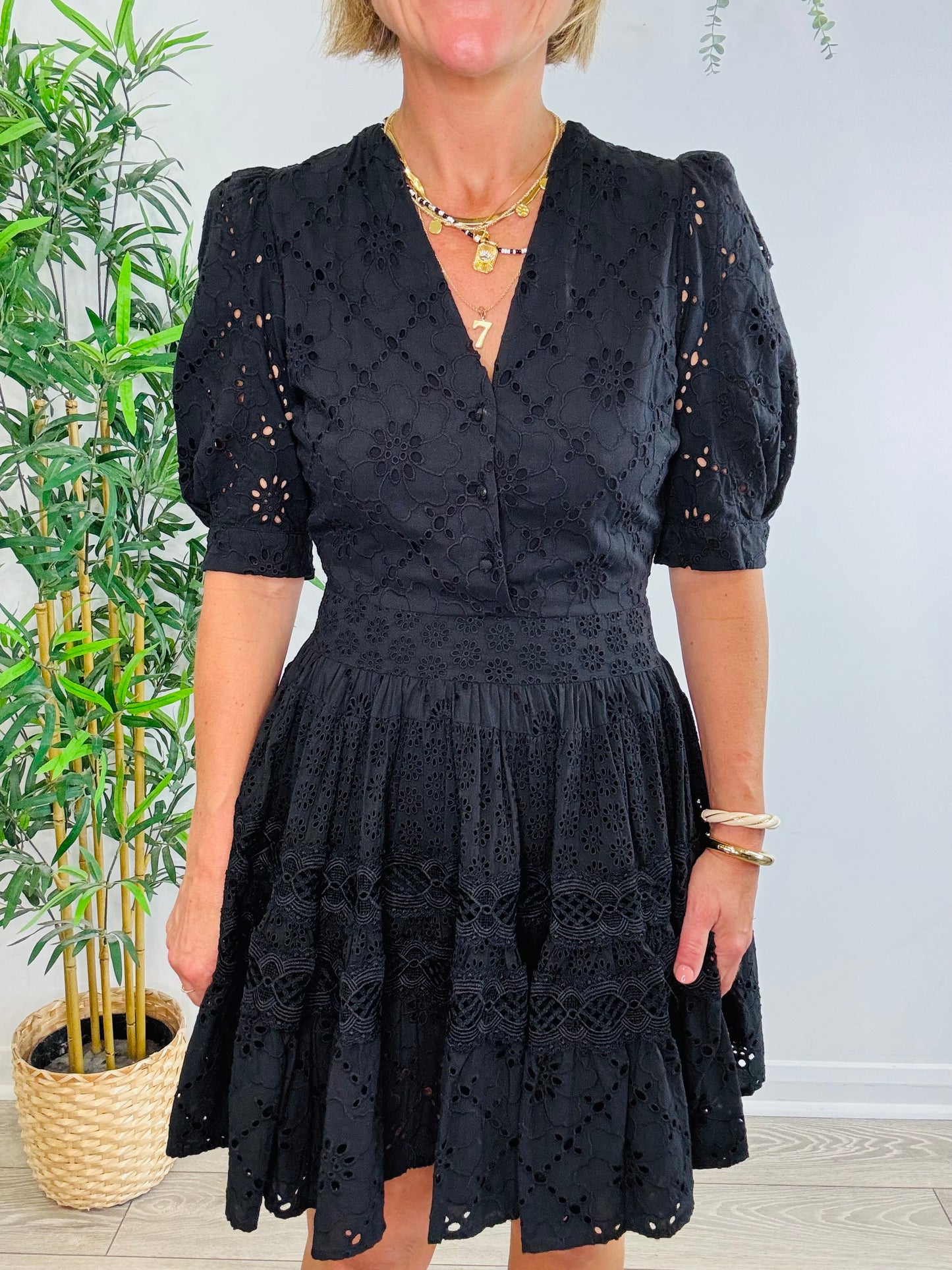 Short Broderie Dress - Size 36