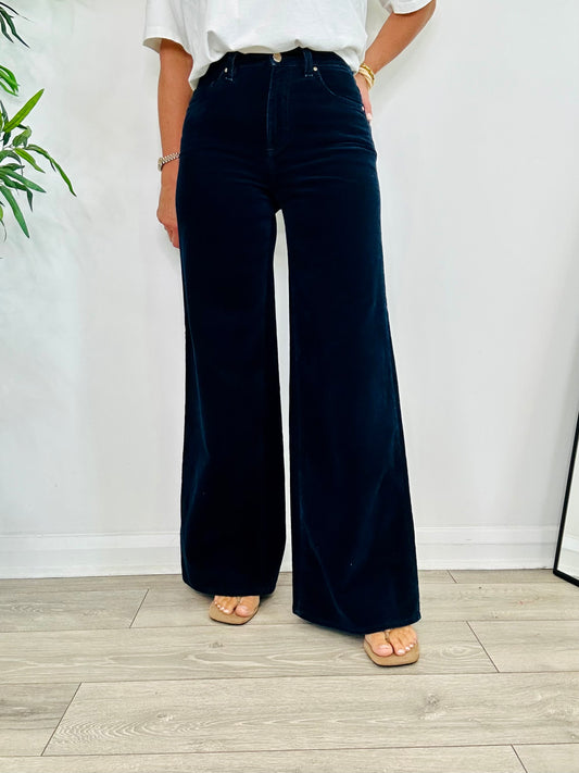 Wide Leg Velvet Trousers - Size 26