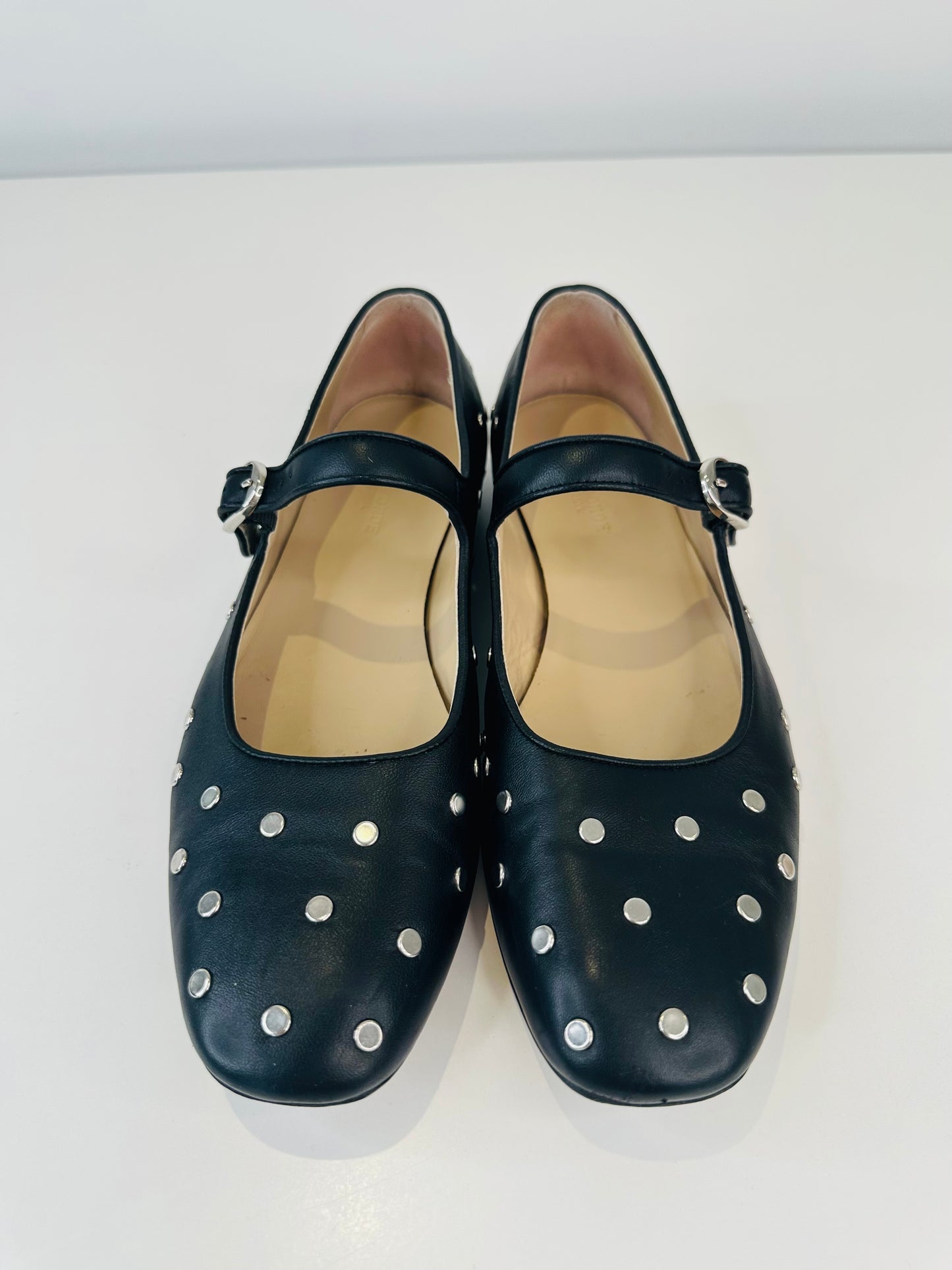 Studded Leather Mary Janes - Size 39.5