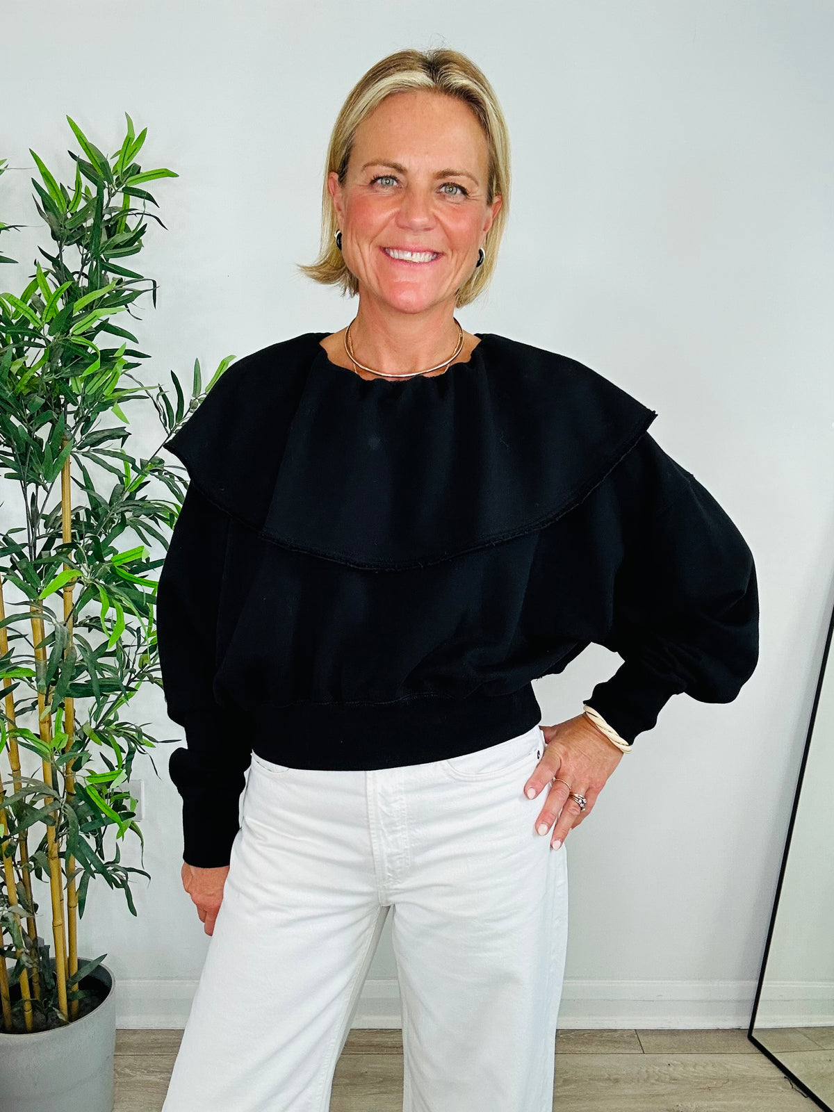 Ruffle Collar Sweatshirt - Size XS