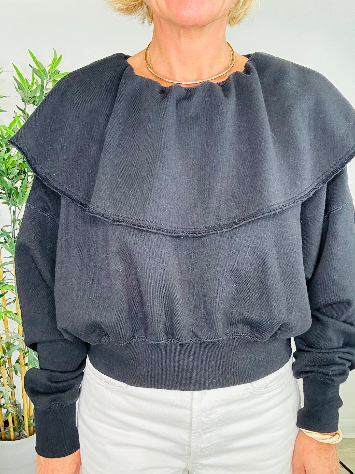 Ruffle Collar Sweatshirt - Size XS