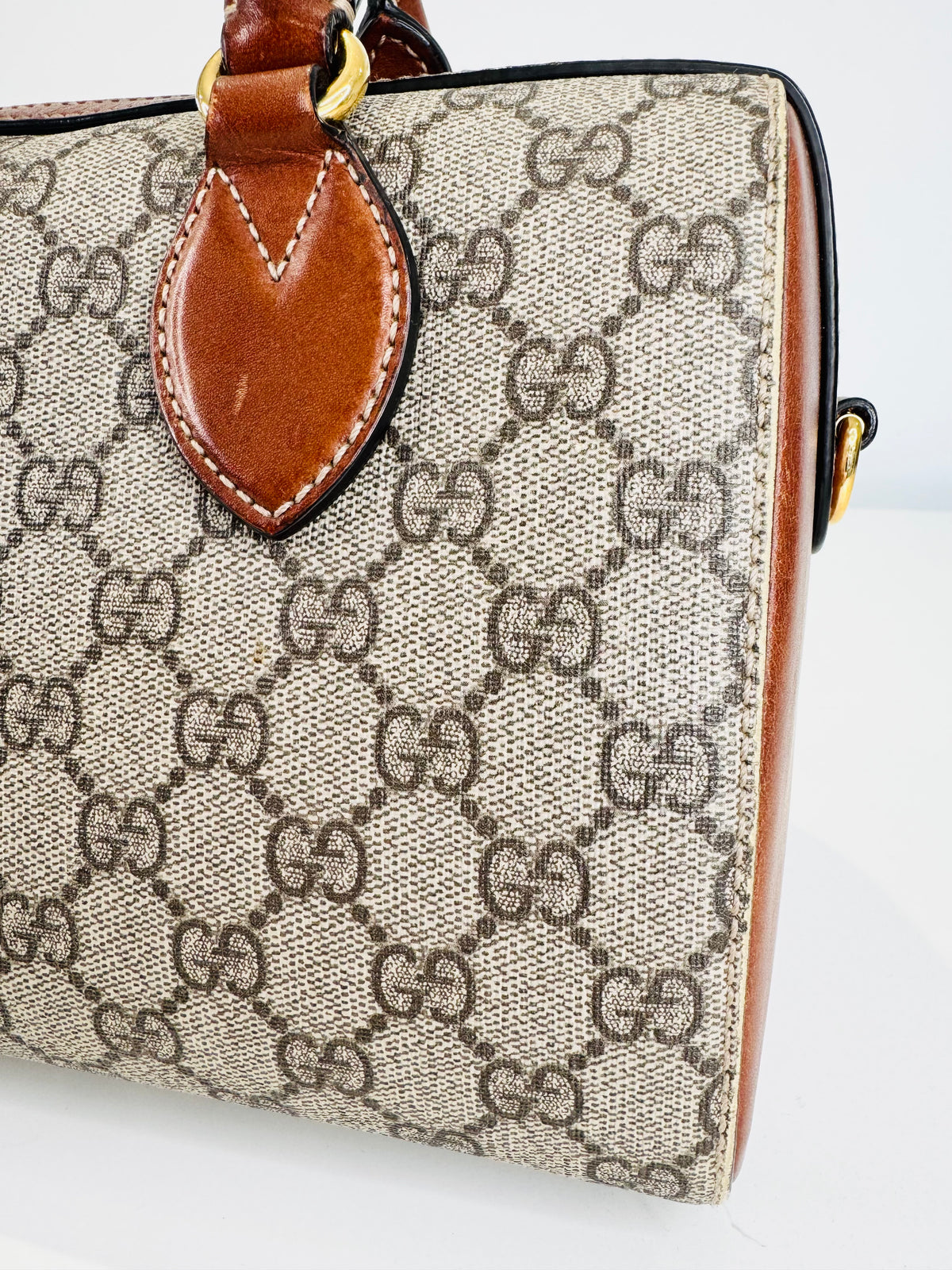 GG Supreme Monogram Canvas Small Boston Bag