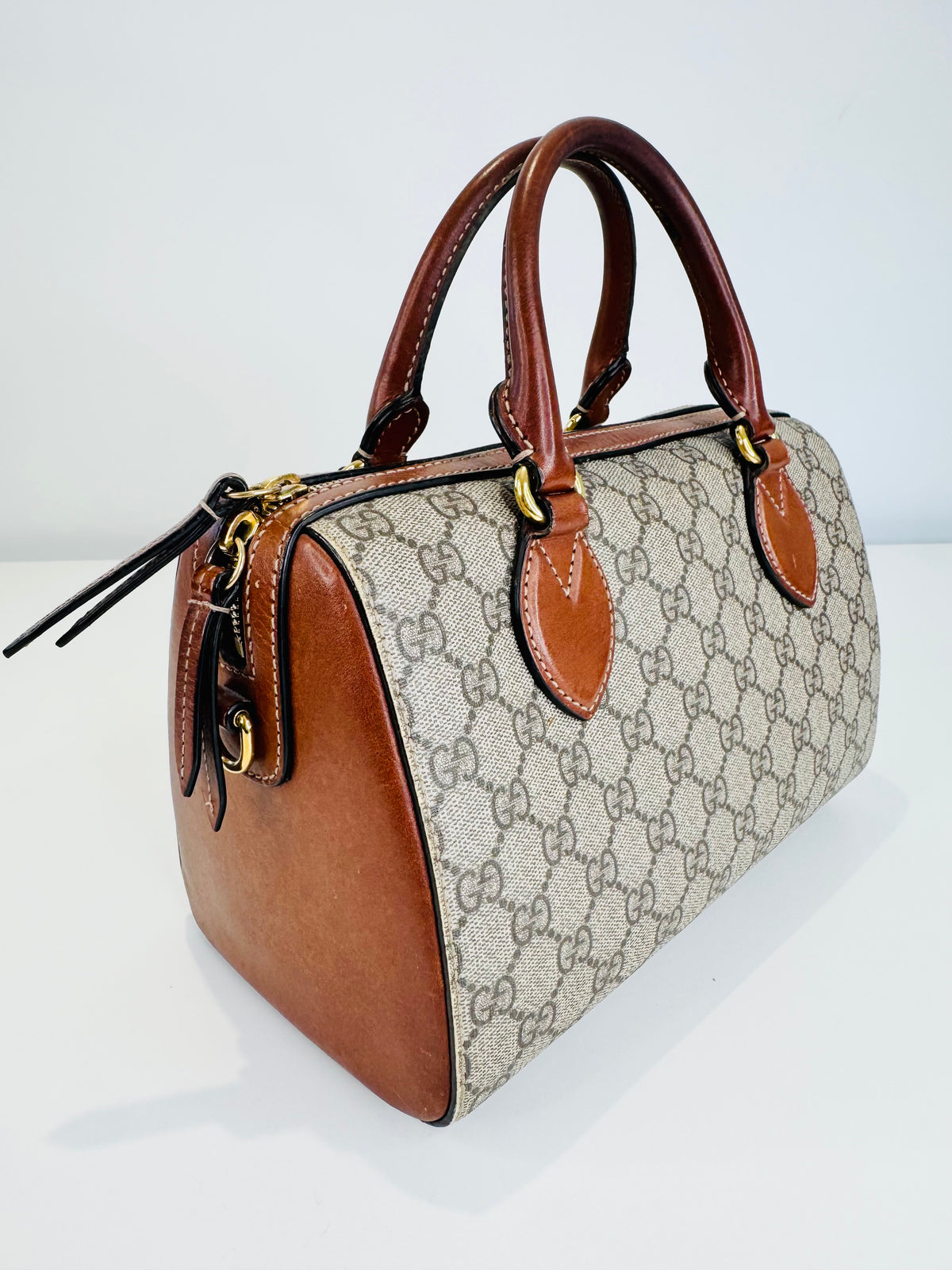 GG Supreme Monogram Canvas Small Boston Bag