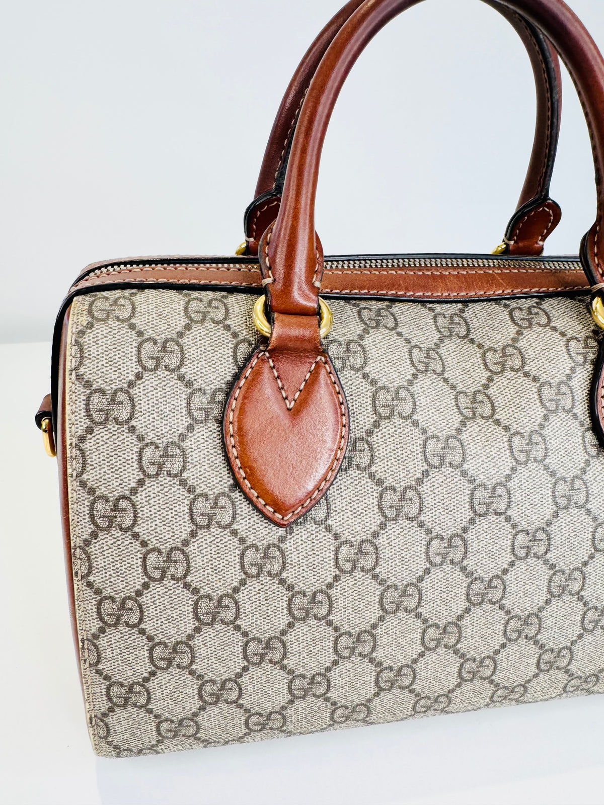 GG Supreme Monogram Canvas Small Boston Bag