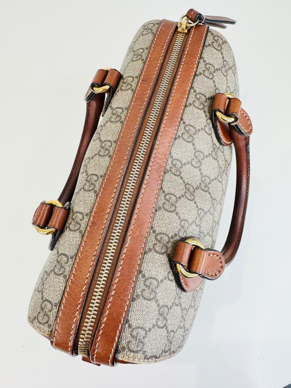 GG Supreme Monogram Canvas Small Boston Bag