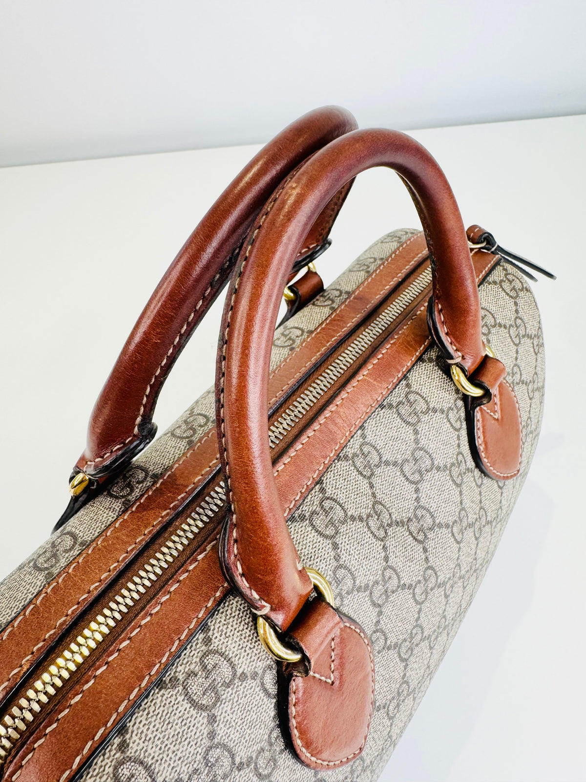 GG Supreme Monogram Canvas Small Boston Bag