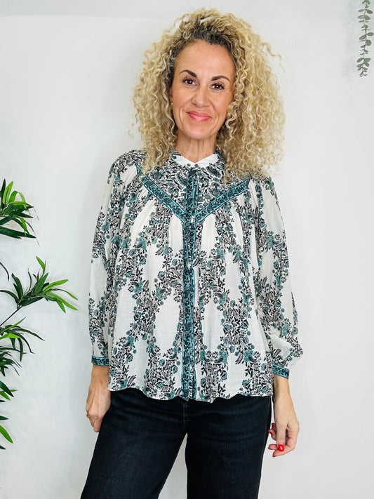 Floral Cotton Shirt - Size M