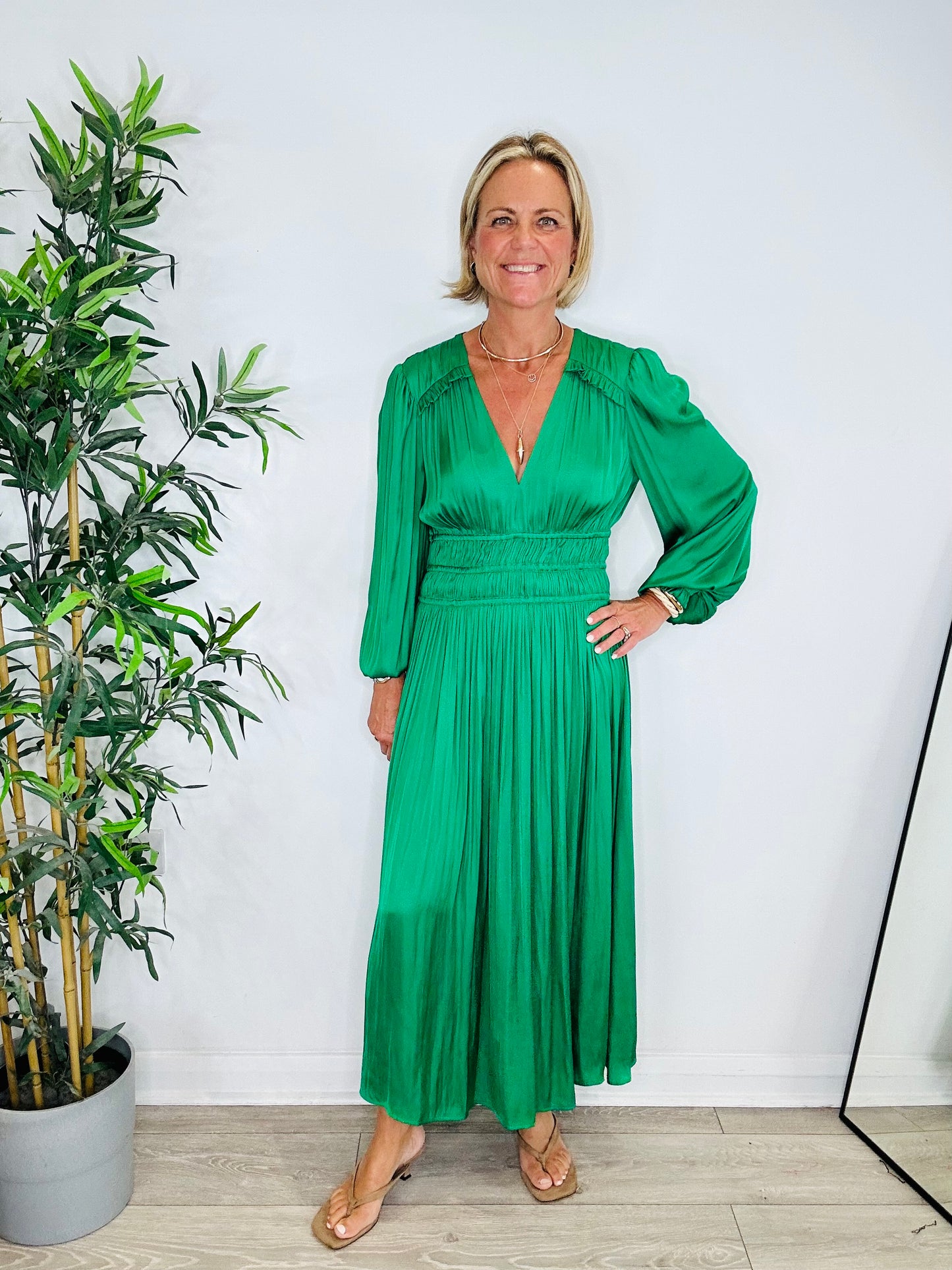 Pleated Satin Dress - Size 42