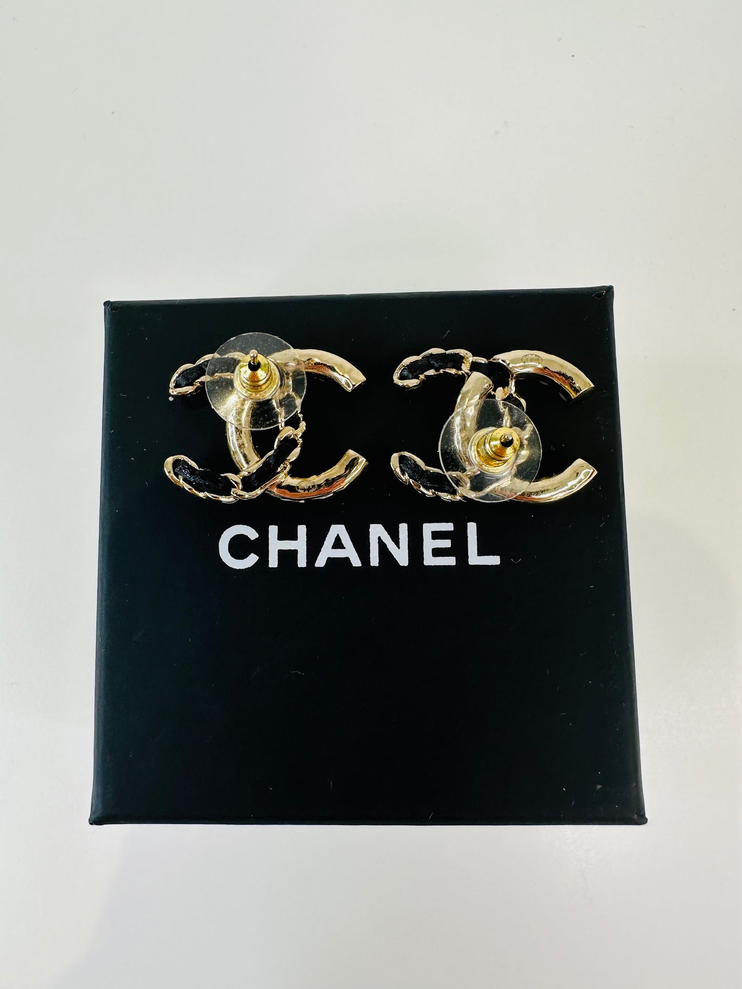 Pearl & Chain CC Stud Earrings