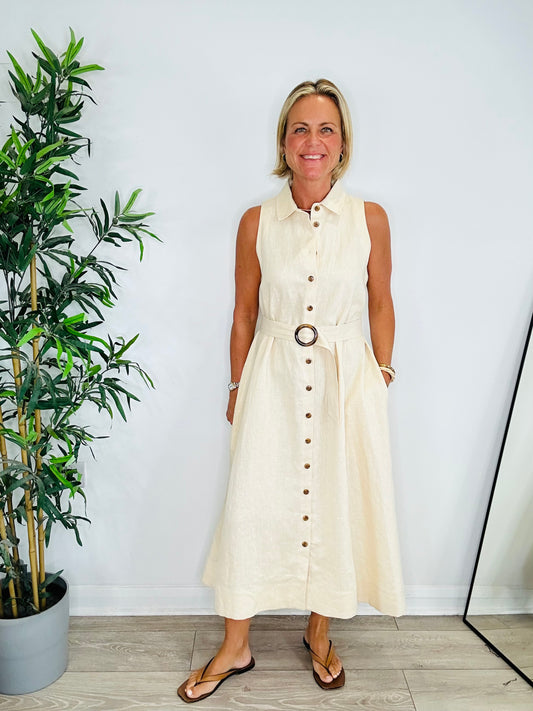 Sleeveless Linen Dress - Size 3
