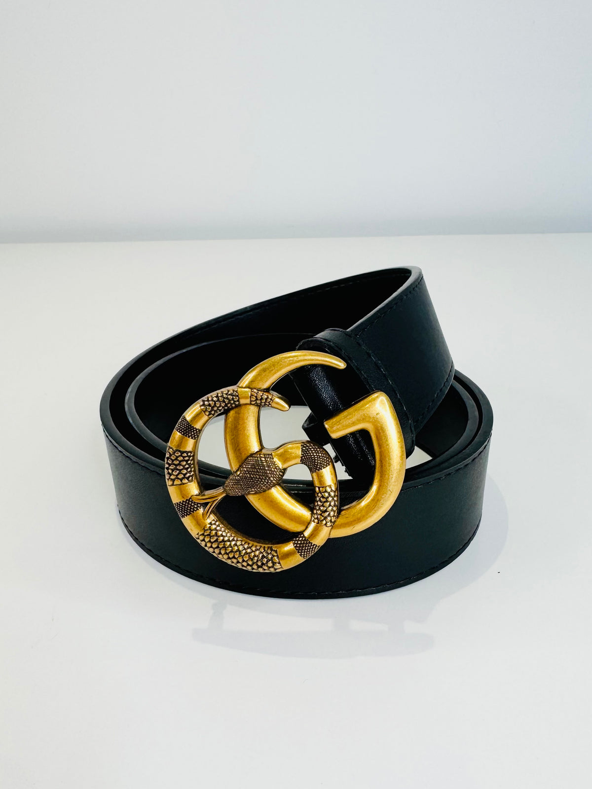 GG Snake Buckle Leather Belt - 95cm