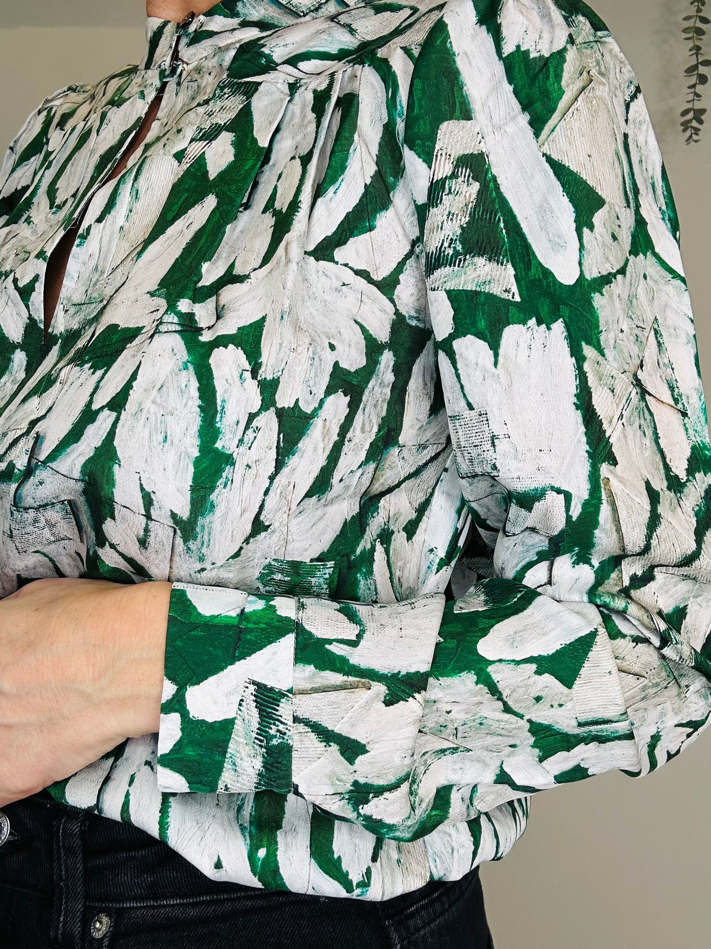 Patterned Silk Blouse - Size 34