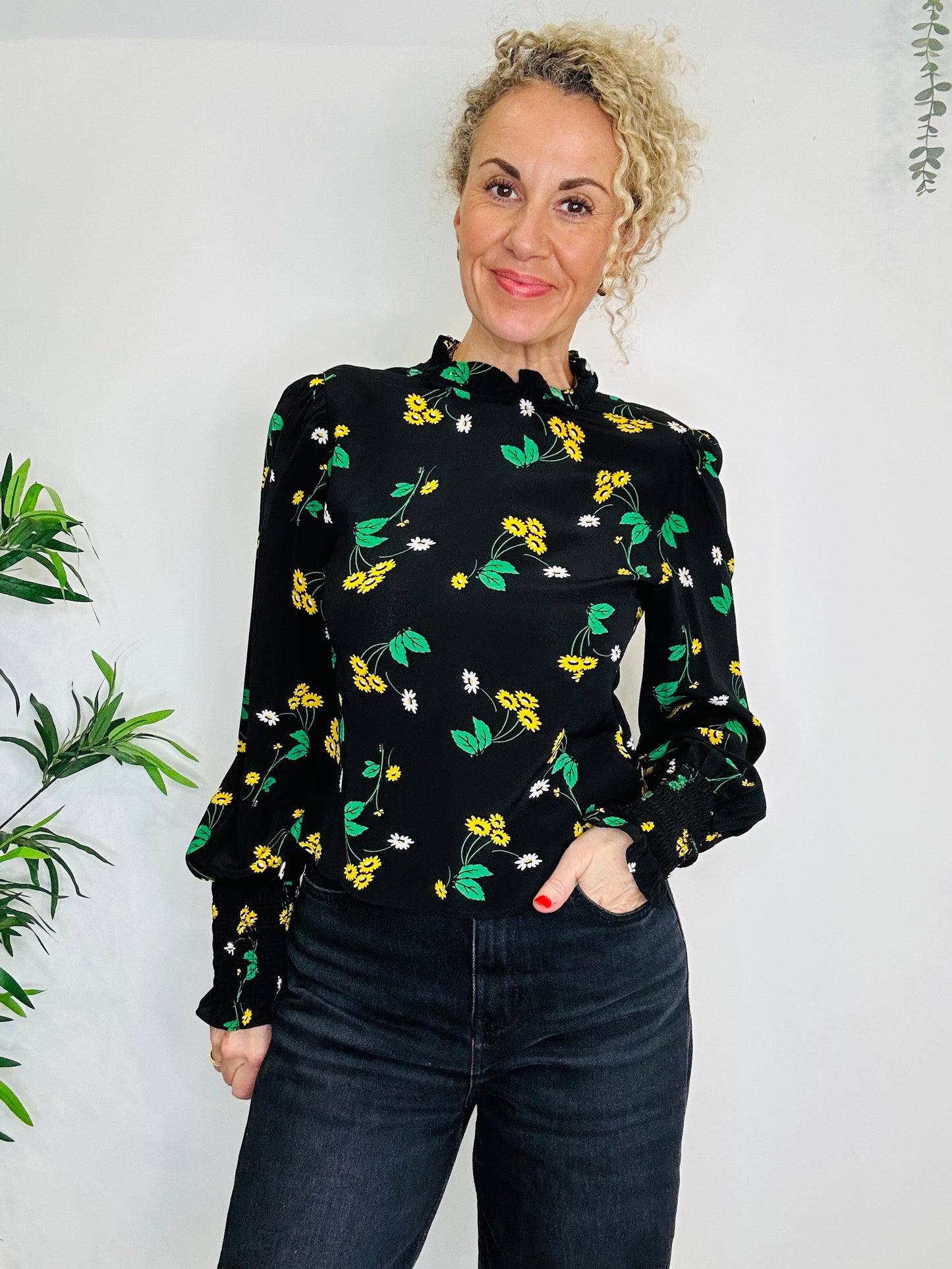 Floral Silk Blouse - Size S