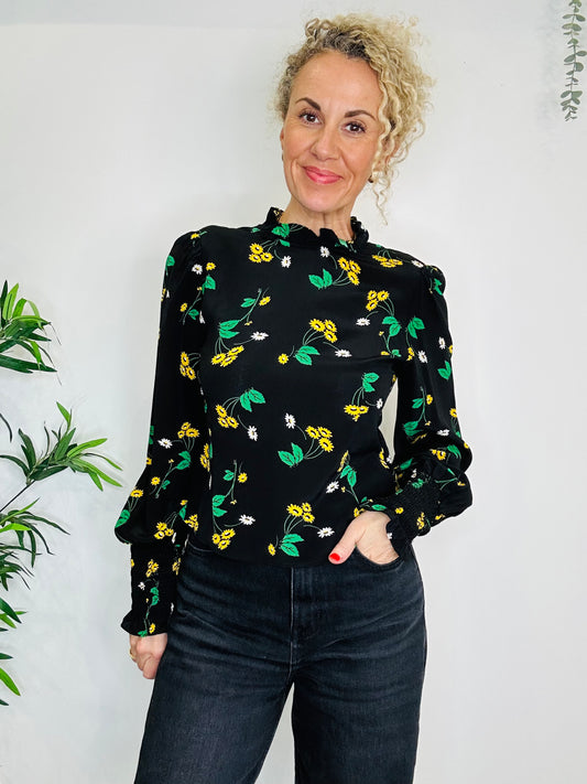 Floral Silk Blouse - Size S