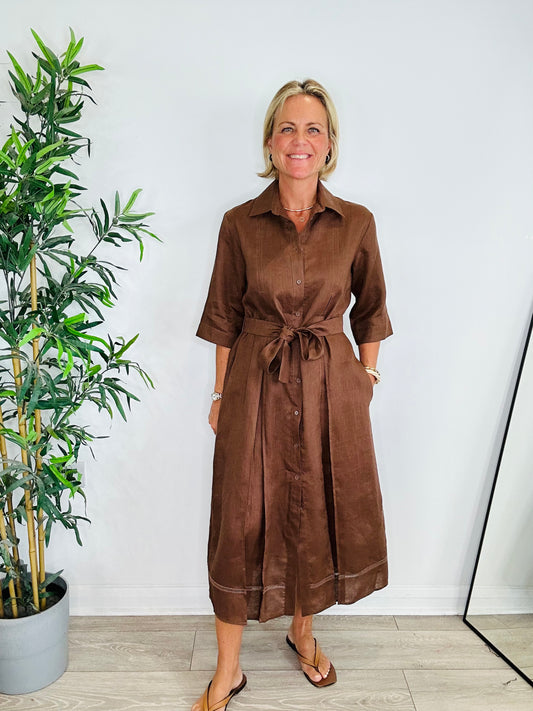Linen Shirt Dress - Size 10