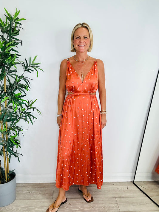 Embroidered Satin Dress - Size 38