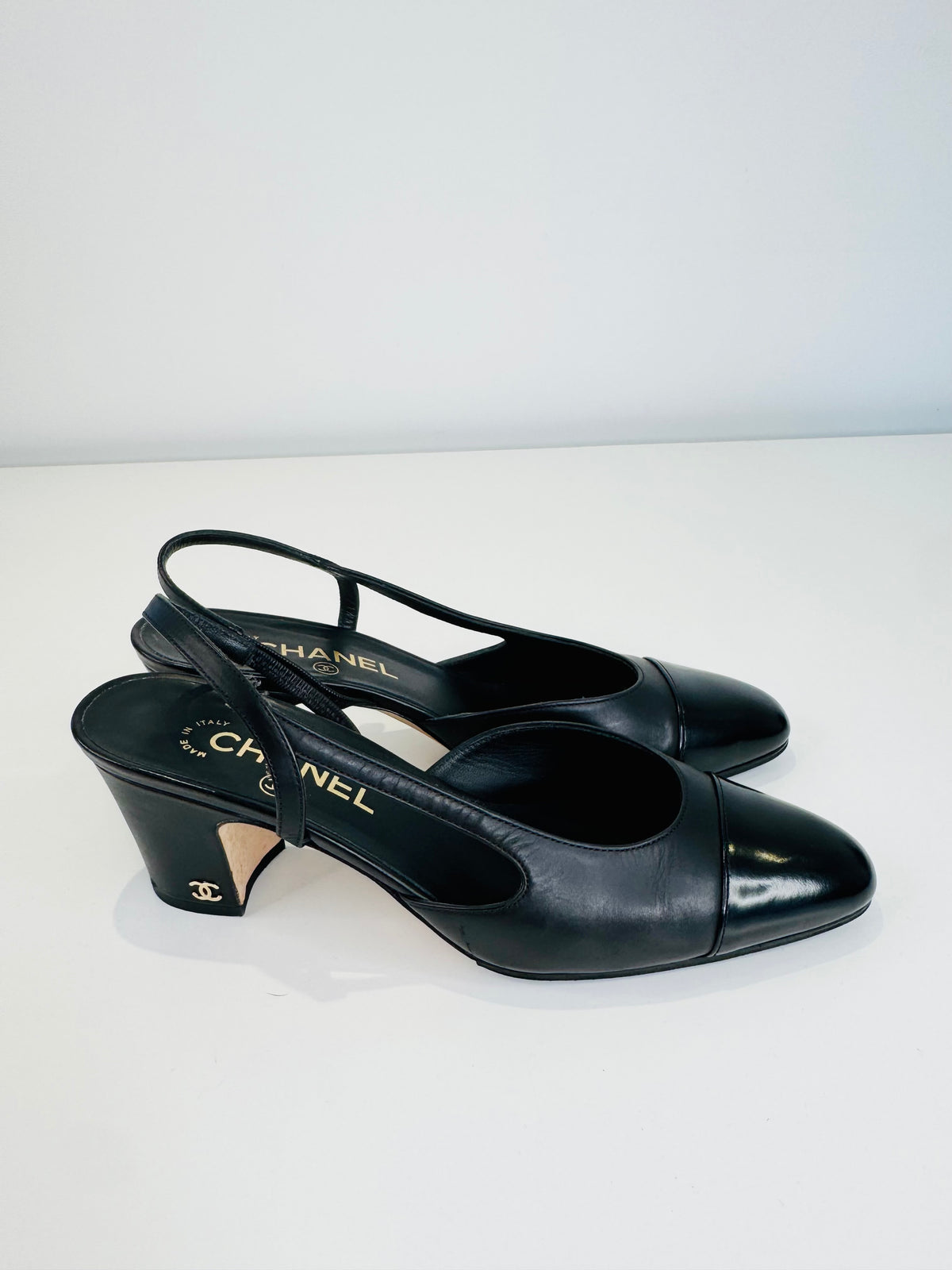 Leather Slingback Pumps - Size 38.5