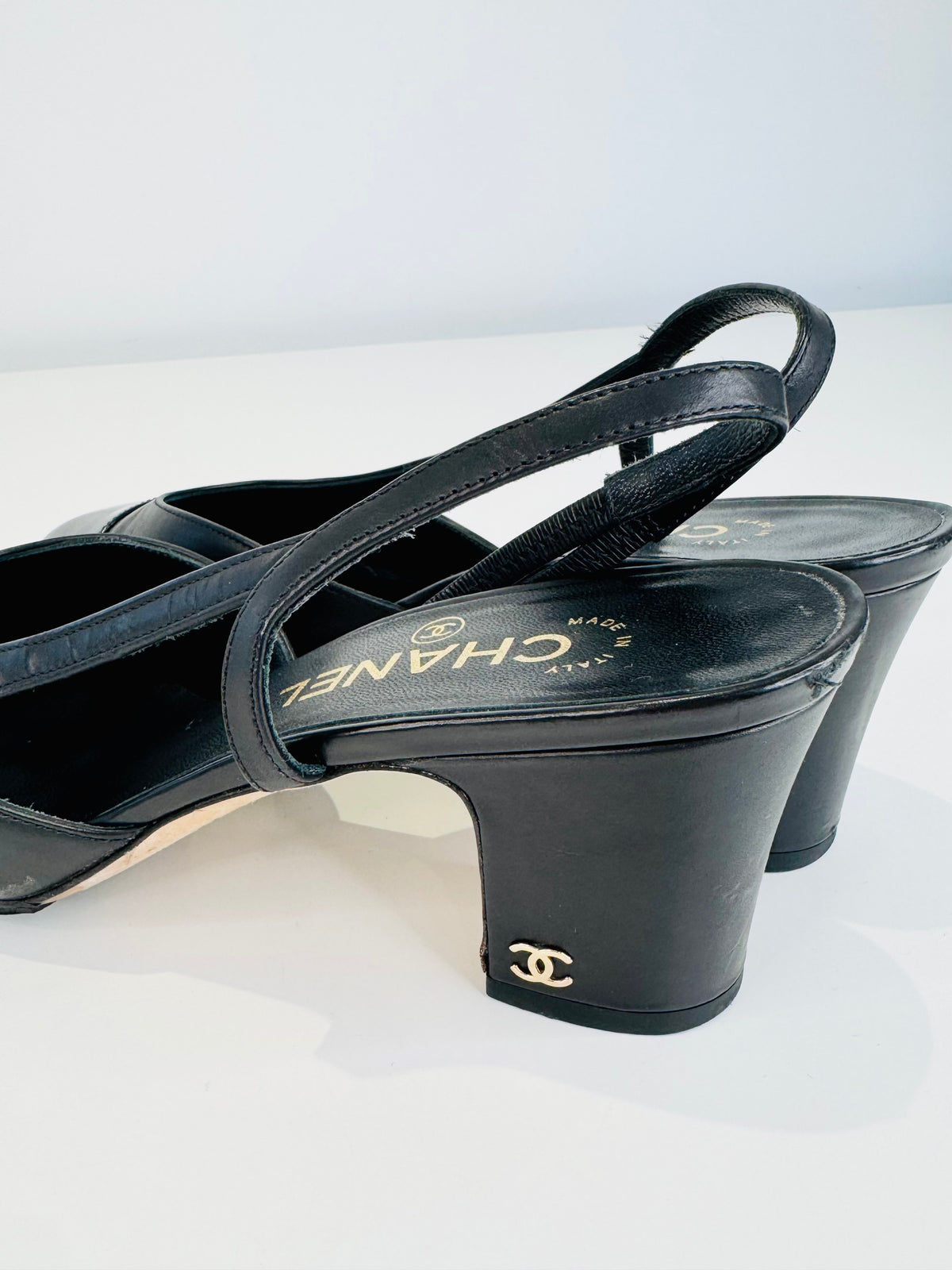 Leather Slingback Pumps - Size 38.5