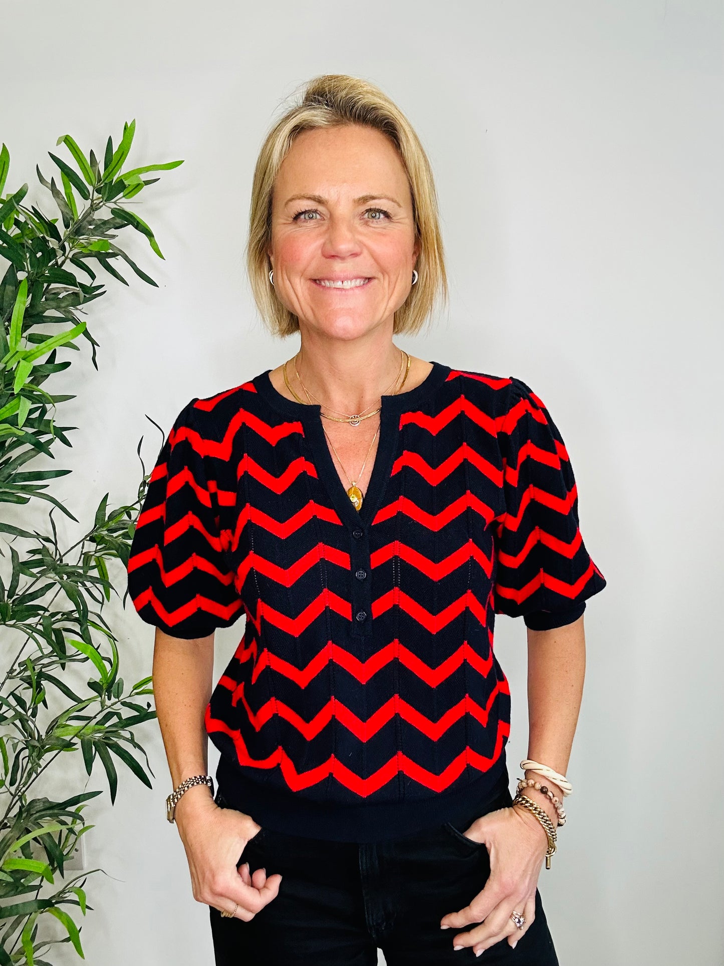 Chevron Knit Jumper - Size M