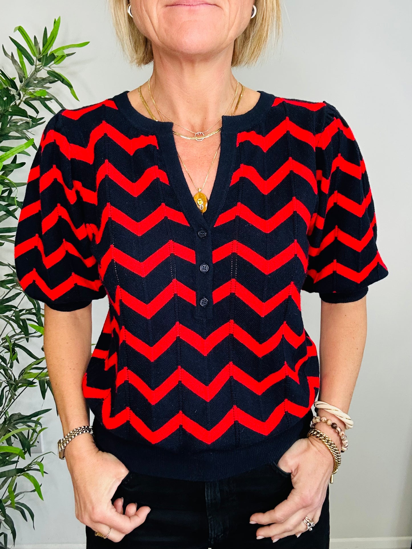 Chevron Knit Jumper - Size M