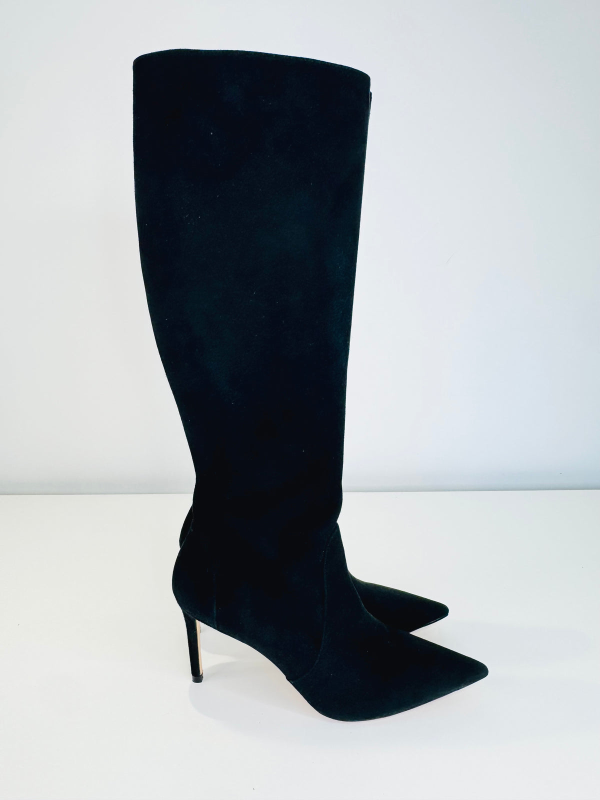 Suede Knee High Zip Boots - Size 39