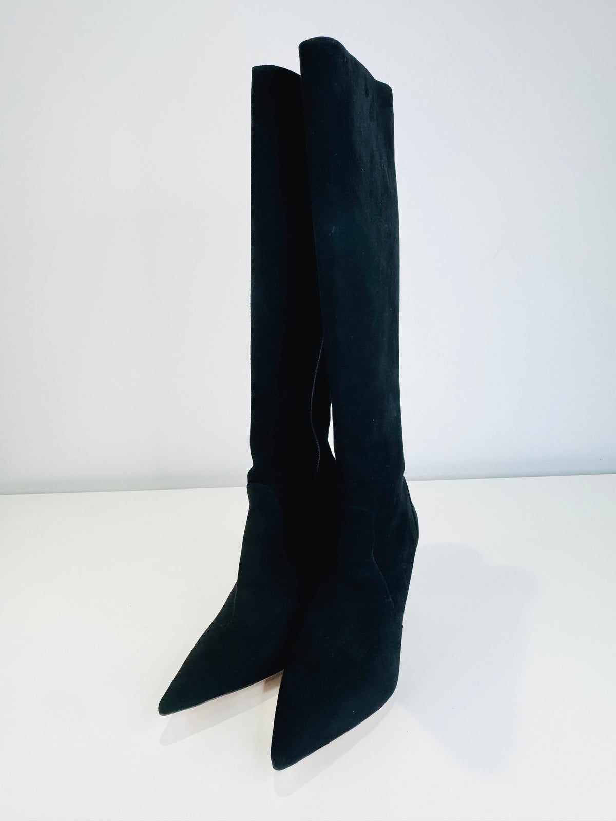 Suede Knee High Zip Boots - Size 39