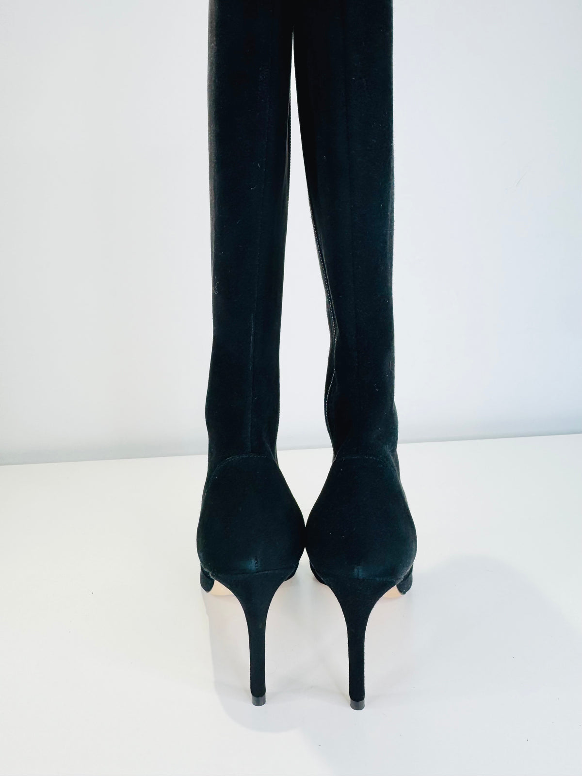 Suede Knee High Zip Boots - Size 39