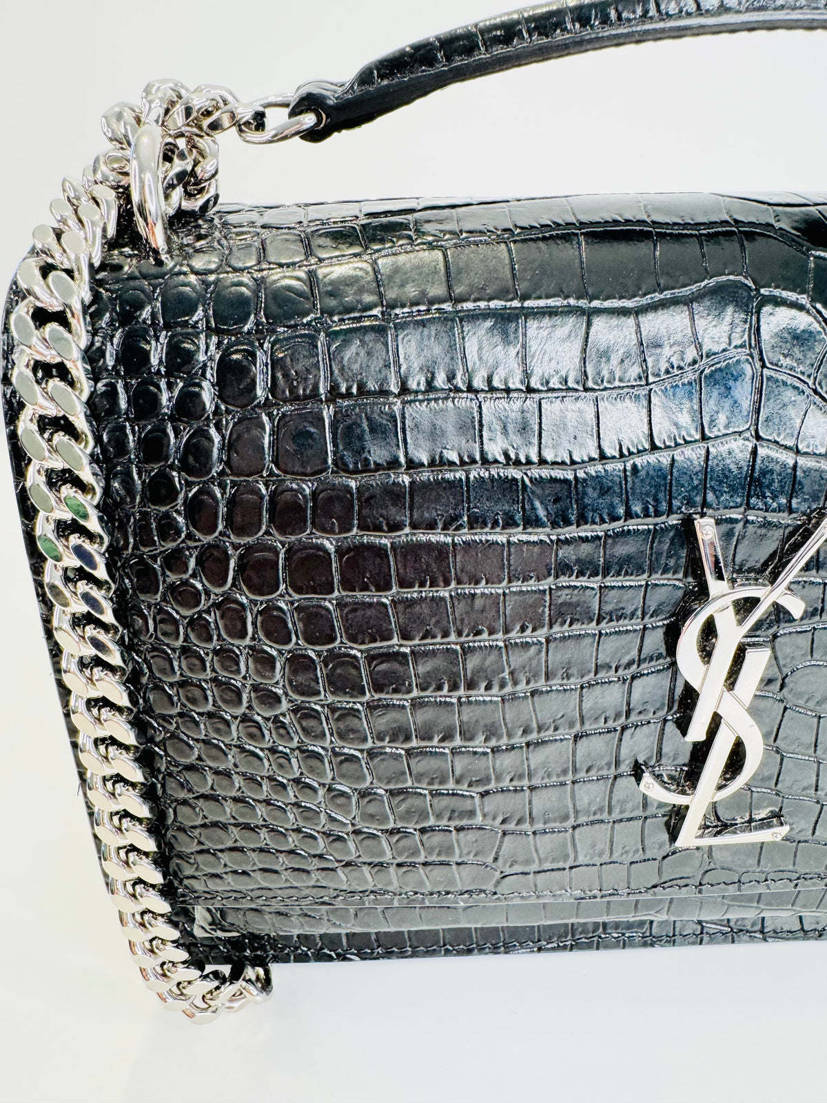 Medium Sunset Croc Embossed Leather Bag