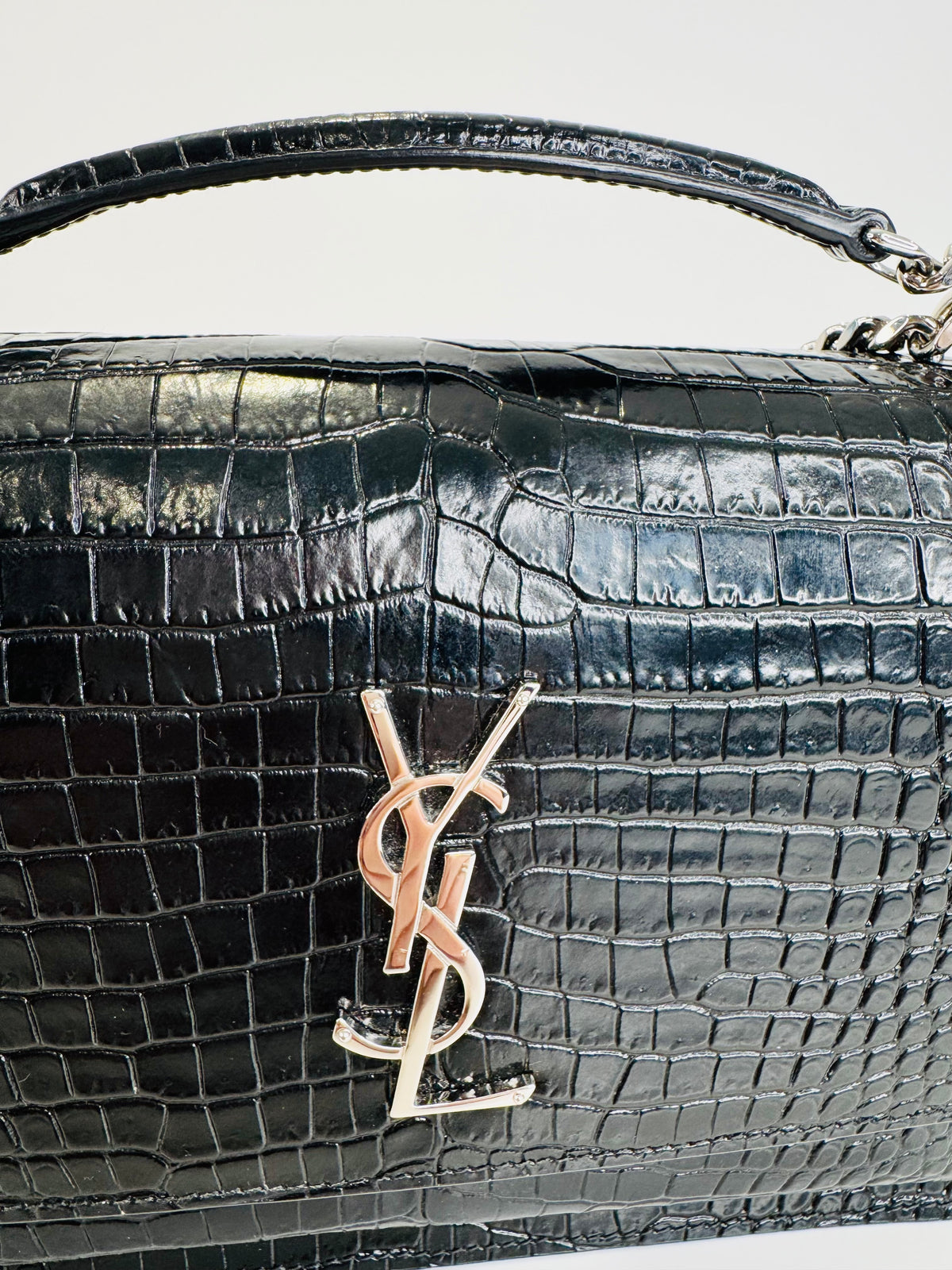 Medium Sunset Croc Embossed Leather Bag