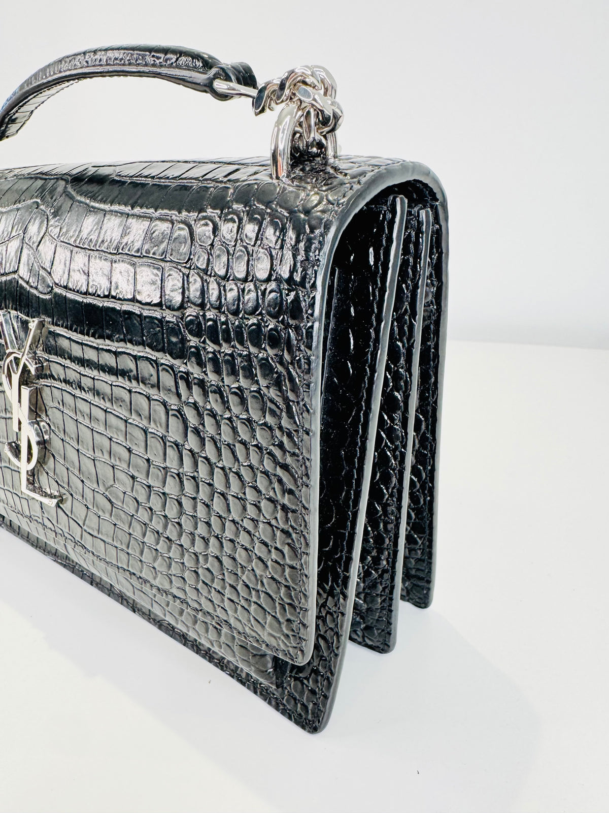 Medium Sunset Croc Embossed Leather Bag