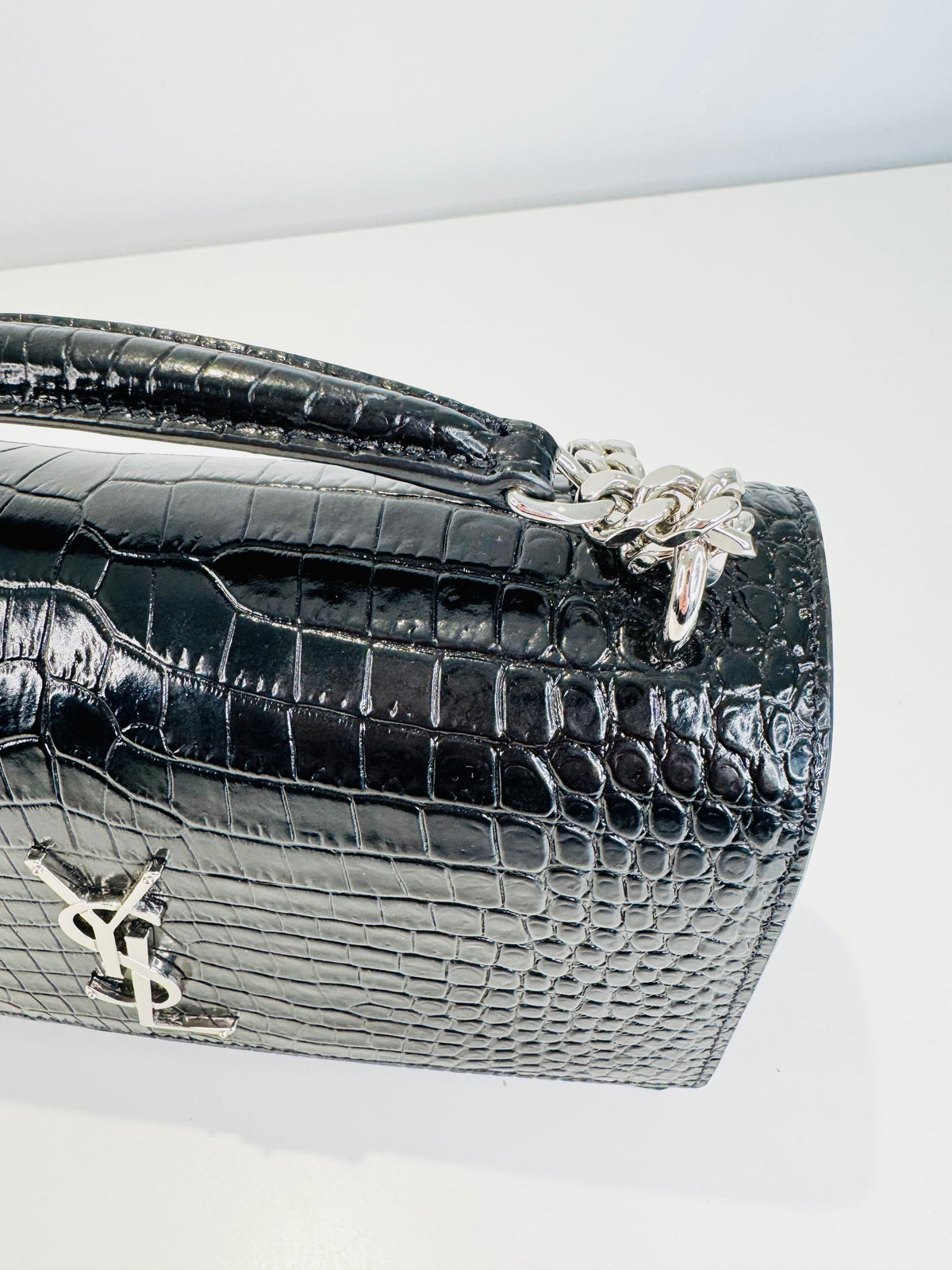 Medium Sunset Croc Embossed Leather Bag