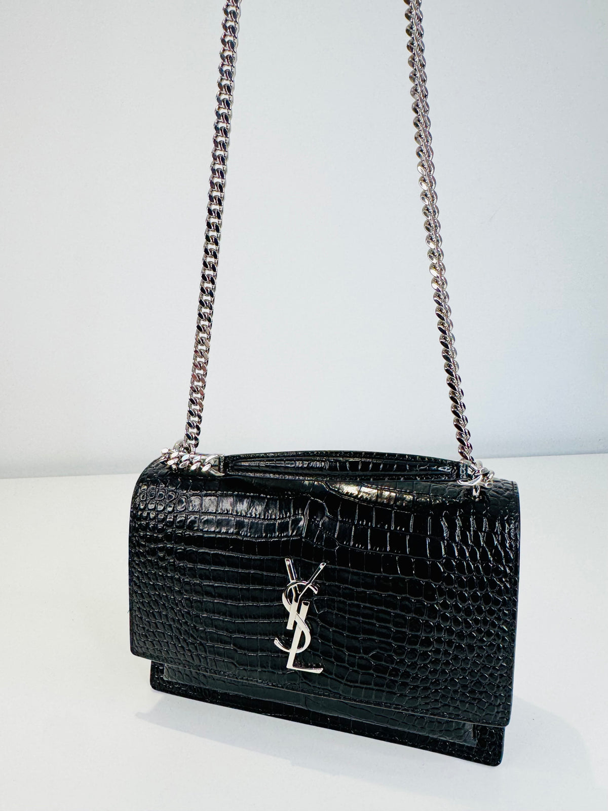 Medium Sunset Croc Embossed Leather Bag